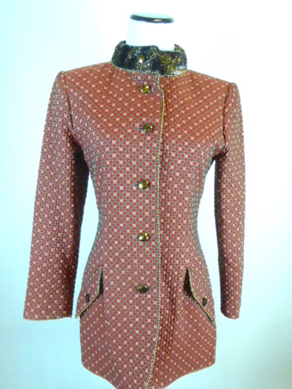 GEOFFREY BEENE NEIMAN MARCUS Blazer Vntage 90s red gold brocade JACKET S
